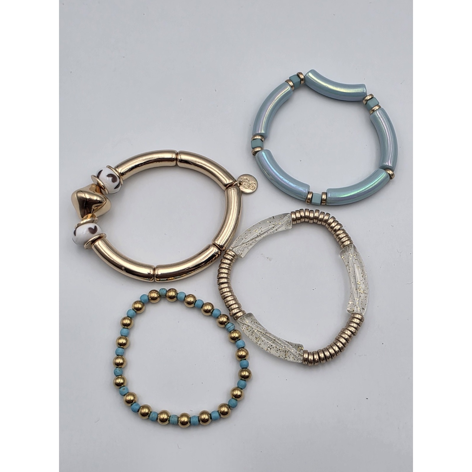 Plunder Bracelet Lot Trendy Fashion Jewelry Beaded Stretch Stackable 4pc
